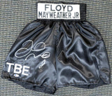 FLOYD MAYWEATHER JR. AUTOGRAPHED SIGNED BLACK BOXING TRUNKS BECKETT BAS 159668