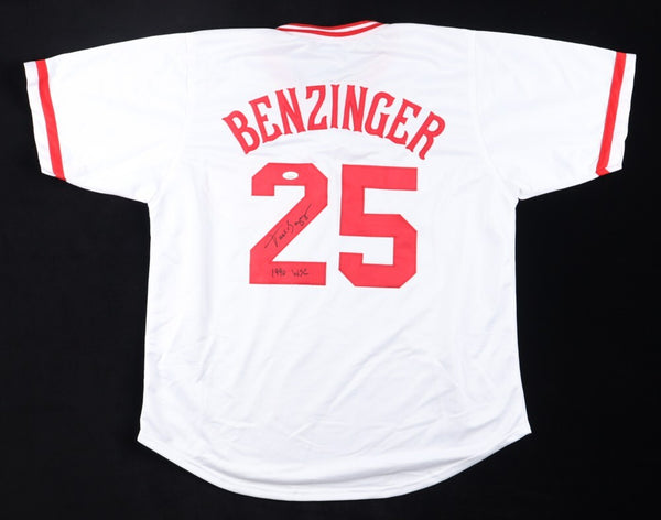 Todd Benzinger Signed Cincinnati Reds Jersey "1990 WSC" (JSA QR) 1st Baseman /OF