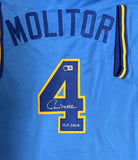 Brewers PAUL MOLITOR Signed Custom Replica BLUE Jersey AUTO w/ HOF '04 - BAS
