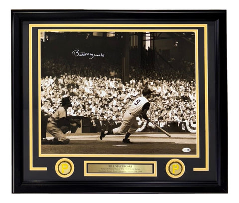Bill Mazeroski Signed Framed 16x20 Pittsburgh Pirates Photo JSA QR Hologram