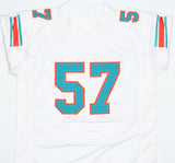 Dwight Stephenson Autographed White Pro Style Jersey w/ HOF - Prova *Silver