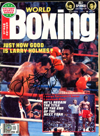 Ken Norton & Larry Holmes Autographed World Boxing Magazine Beckett BAS #BH29313