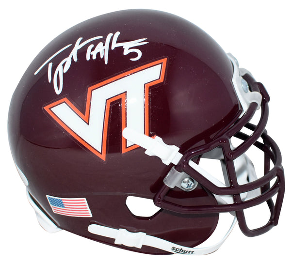 TYROD TAYLOR AUTOGRAPHED VIRGINIA TECH HOKIES MINI HELMET JSA