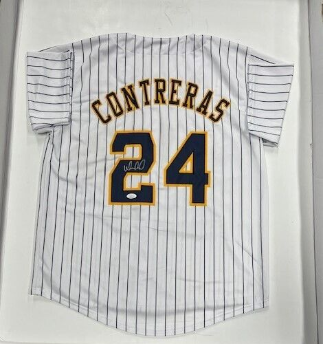 Brewers Catcher WILLIAM CONTRERAS Signed Custom Replica Pinstripe Jersey AUTO