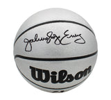 Julius Erving Signed Philadelphia 76ers Wilson Platinum NBA Basketball