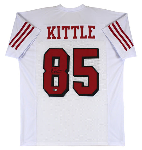 George Kittle Authentic Signed White Pro Style Jersey w/ Dropshadow BAS Witness