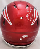 Mac Jones Signed Patriots Flash Red Full Size Authentic Speed Helmet Beckett Wit