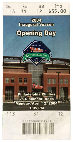 Philadelphia Phillies Apr 12 2004 Citizens Bank Park Inaugural Season Ticket