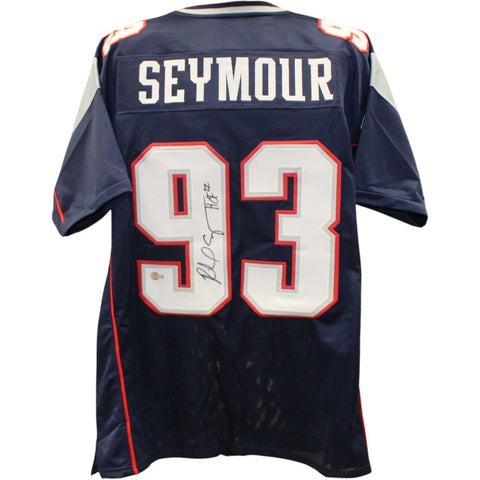 Richard Seymour Autographed Pro Style Sz XL Blue Jersey Beckett Witness 57908