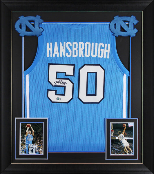 UNC Tyler Hansbrough Signed Carolina Blue Pro Style Framed Jersey BAS Witnessed
