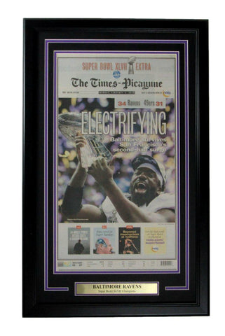 The Times Newspaper Feb. 4, 2013 Ravens Super Bowl XLVII Champs Framed 165894