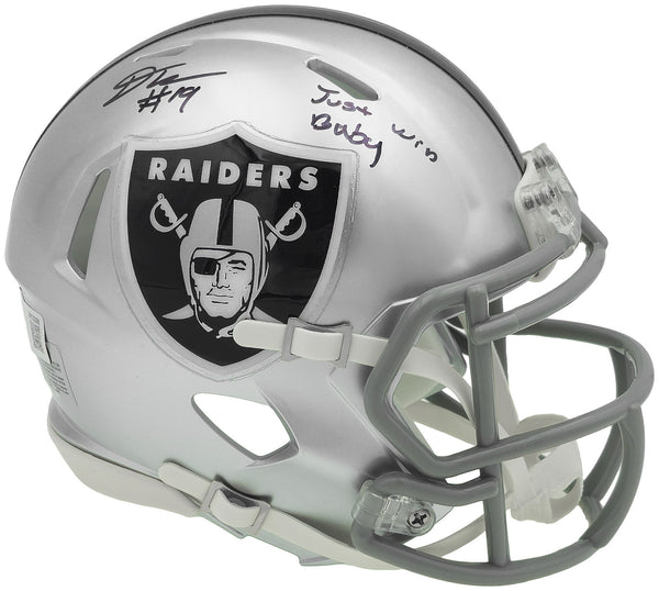DJ TURNER AUTOGRAPHED LAS VEGAS RAIDERS MINI HELMET JUST WIN BABY BECKETT 236679