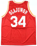 Hakeem Olajuwon Autographed Red Pro Style Jersey - JSA W *Black