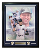 Derek Jeter Signed Framed 24x28 New York Yankees Canvas BAS