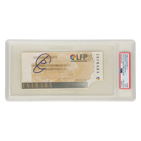 Xavi Signed 1998 1st Barcelona Home Game in La Liga Match Ticket - PSA 5