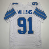 Autographed/Signed Tyleik Williams Detroit White Football Jersey Beckett BAS COA