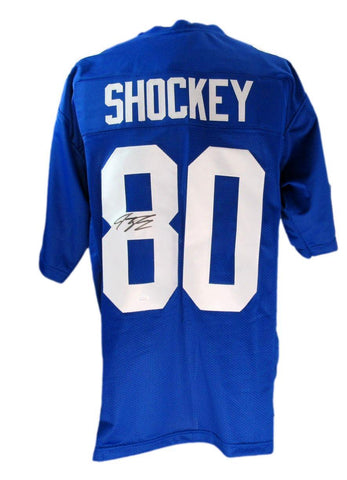 Jeremy Shockey Signed Blue Custom Football Jersey Giants Beckett 186589