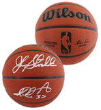 Jazz John Stockton & Karl Malone Signed Wilson Basketball w/ Case BAS Witnessed