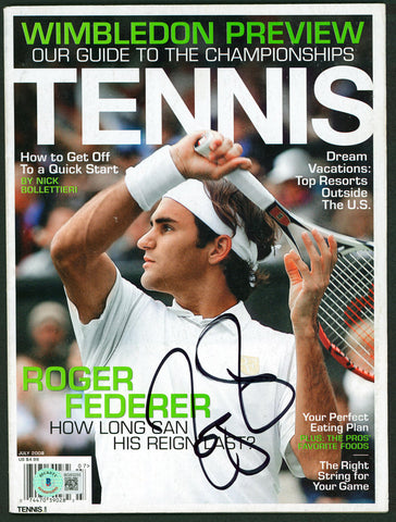 Roger Federer Authentic Signed July 2008 Tennis Magazine BAS #BG83255