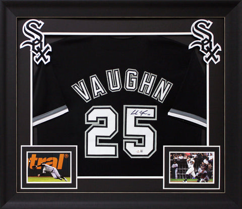 Andrew Vaughn Authentic Signed Black Pro Style Framed Jersey BAS Witnessed