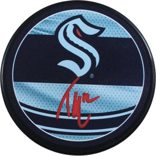 Tye Kartye Autographed/Signed Seattle Kraken Reverse Retro Puck Fanatics 53828