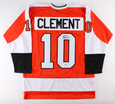 Bill Clement Signed Flyers Jersey (Beckett COA) Playing career 1970-1982