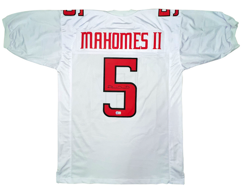 PATRICK MAHOMES II AUTOGRAPHED TEXAS TECH RED RAIDERS #5 WHITE JERSEY BECKETT