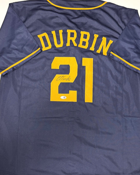 Brewers Infielder CALEB DURBIN Signed Custom Replica Blue Jersey AUTO - JSA
