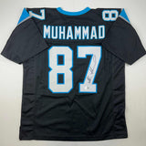 Autographed/Signed Muhsin Muhammad Carolina Black Jersey Beckett BAS COA