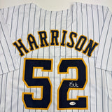 Autographed/Signed Kyle Harrison Milwaukee Pinstripe Jersey JSA COA
