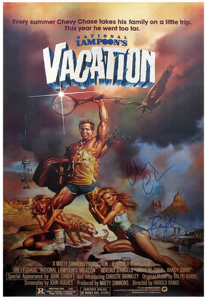Chevy Chase & Randy Quaid Signed Vacation 27x40 Full Size Movie Poster -(SS COA)