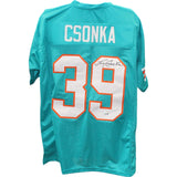 Larry Csonka Autographed/Signed XL Teal Pro Style Jersey Beckett Witness 49209