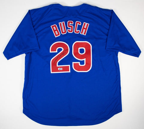 Michael Busch Signed Chicago Cubs Jersey (Beckett) Chi-town 1st Baseman
