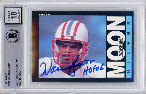 Warren Moon Autographed 1985 Topps #251 (Grade 10) Slabbed BAS 39912