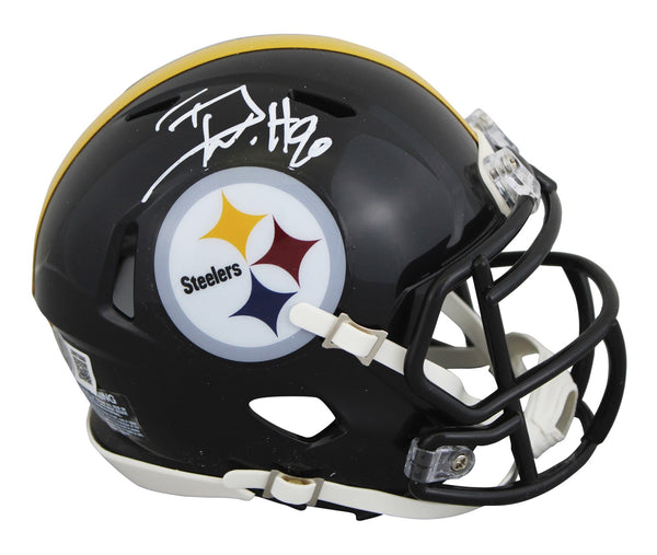Steelers T.J. Watt Authentic Signed Speed Mini Helmet w/ White Sig BAS Witnessed
