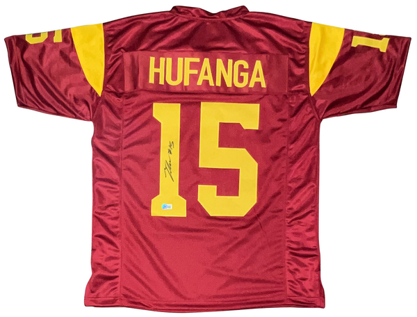 TALANOA HUFANGA SIGNED AUTOGRAPHED USC TROJANS #15 JERSEY BECKETT