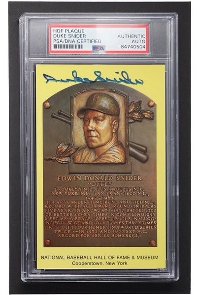 Duke Snider Brooklyn Dodgers Signed Gold HOF Postcard (PSA Encpslted) 8xAll Star