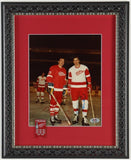 Pete Delvecchio & Frank Maholovich Signed Red Wings 13x16 Framed Photo (PSA)