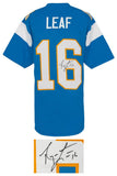 Ryan Leaf (CHARGERS) Signed Powder Blue Custom Football Jersey - (SCHWARTZ COA)