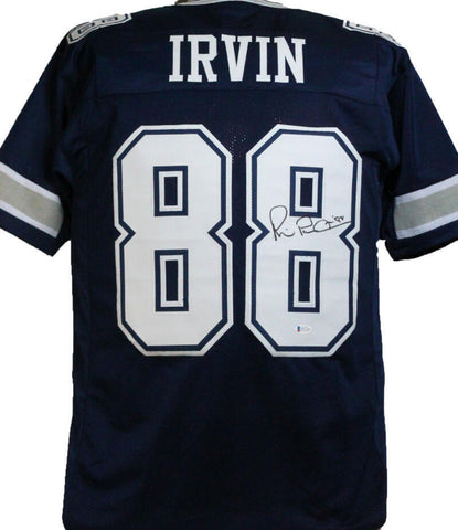 Michael Irvin Autographed Blue Pro Style Jersey w/ White Num- Beckett W *Black