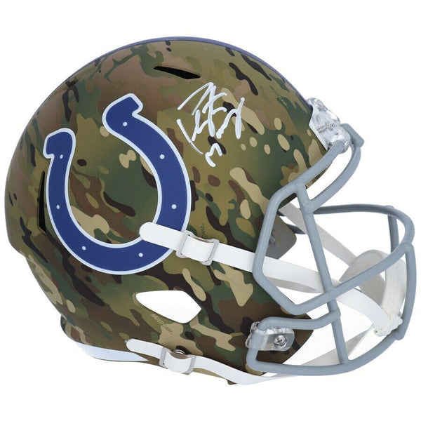 PEYTON MANNING Autographed Colts Speed Full Size Camo Helmet FANATICS