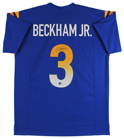 Odell Beckham Authentic Signed Blue Pro Style Jersey Autographed BAS Witnessed