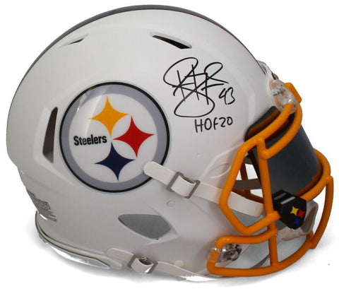TROY POLUMALU Autographed Steelers Authentic White Matte Speed Helmet BECKETT