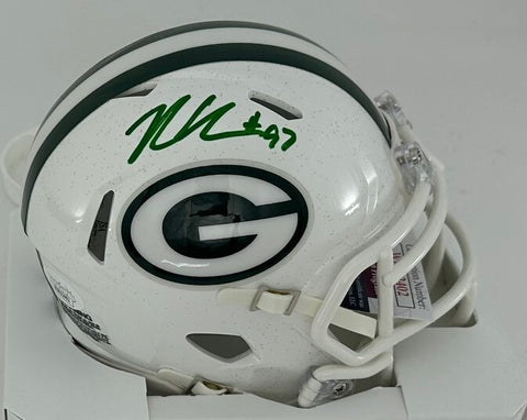 Packers KENNY CLARK Signed Riddell ALTERNATE WHITE Speed Mini Helmet AUTO - JSA