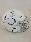 JUSTIN JEFFERSON SIGNED MINNESOTA VIKINGS WINTER WARRIOR SPEEDFLEX HELMET BAS QR