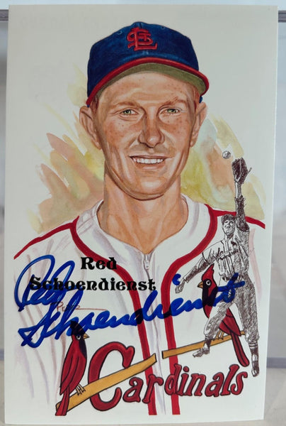 Red Schoendienst Autographed Perez-Steele Postcard 10th Series Card #203 JSA COA