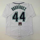 Autographed/Signed Julio Rodriguez Seattle White Baseball Jersey JSA COA Auto