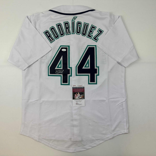 Autographed/Signed Julio Rodriguez Seattle White Baseball Jersey JSA COA Auto