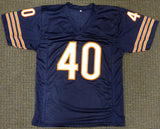 CHICAGO BEARS GALE SAYERS AUTOGRAPHED SIGNED BLUE JERSEY PSA/DNA STOCK #176027