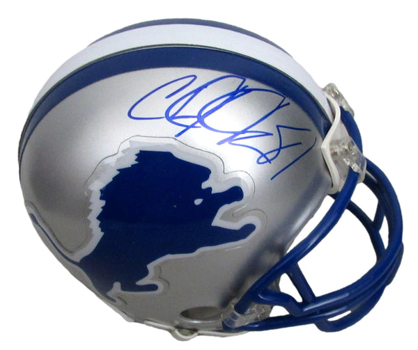 Calvin Johnson HOF/Golden Tate Signed/Auto Lions Mini Football Helmet JSA 213364